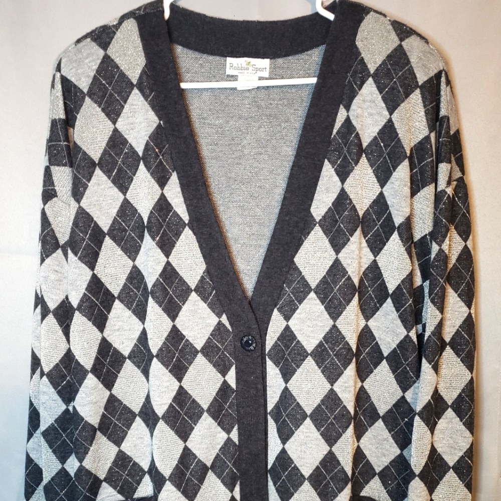 Robbie Sport Ladies Cardigan Black and Silver Size XL